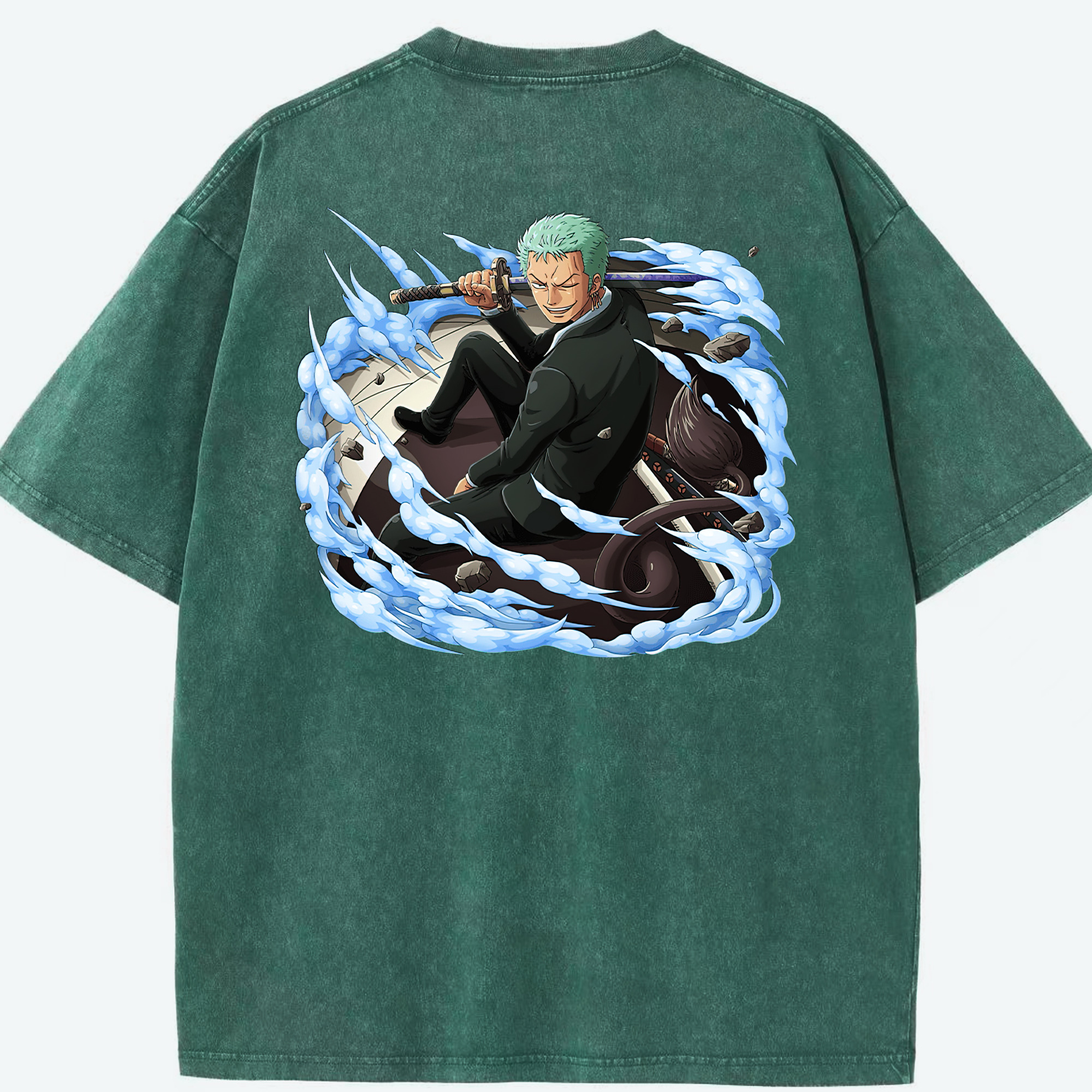 ワンピース ロロノア・ゾロ ONE PIECE Roronoa Zoro 綿100% ヴィンテージ風 半袖Tシャツ（背面プリント）